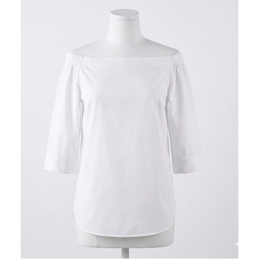 Chicos Off Shoulder Blouse Womens Size 0 Small White Cotton Nautical Chic Top